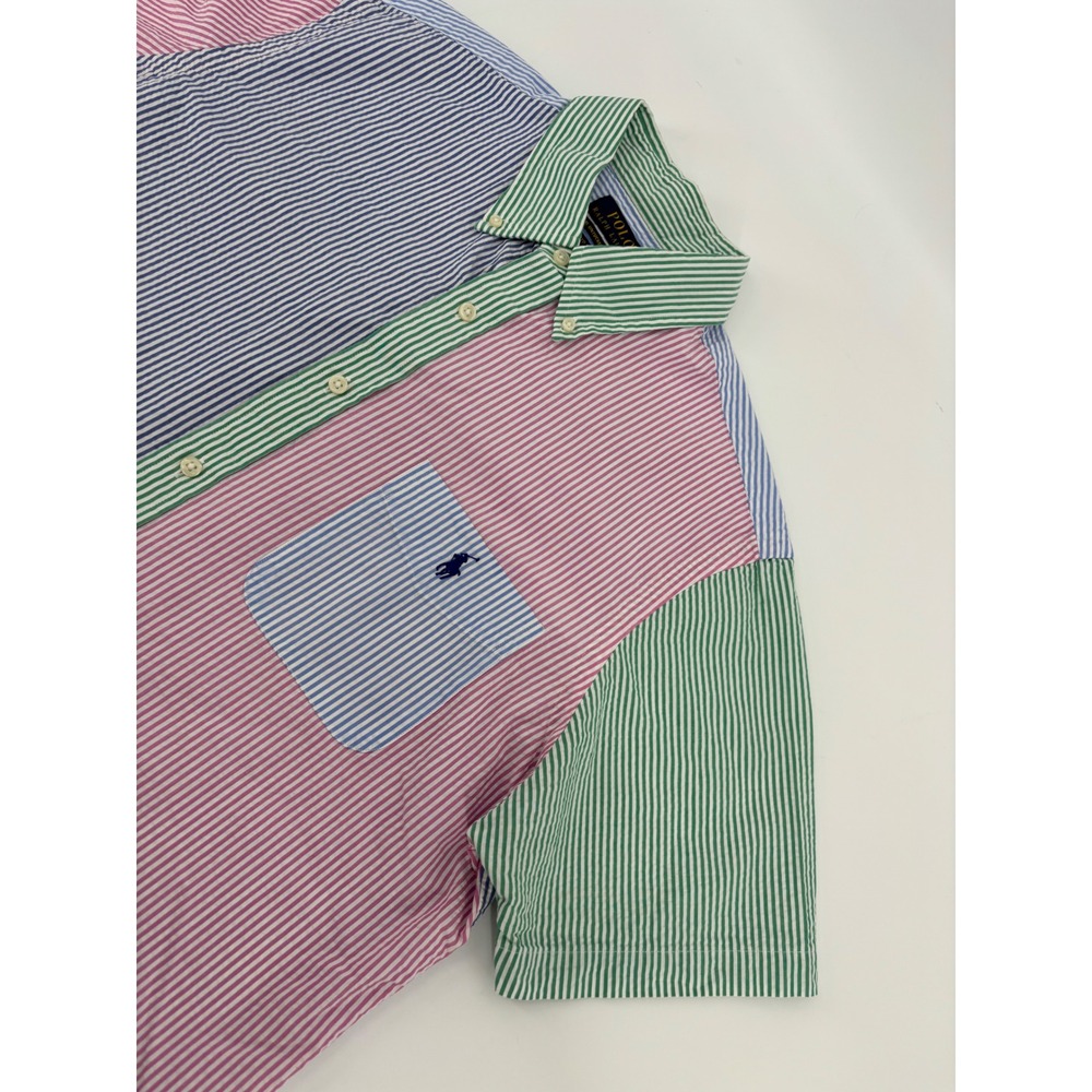 Polo Ralph Lauren Mens Fun Shirt RL Untucked Fit Striped Short Sleeve Large